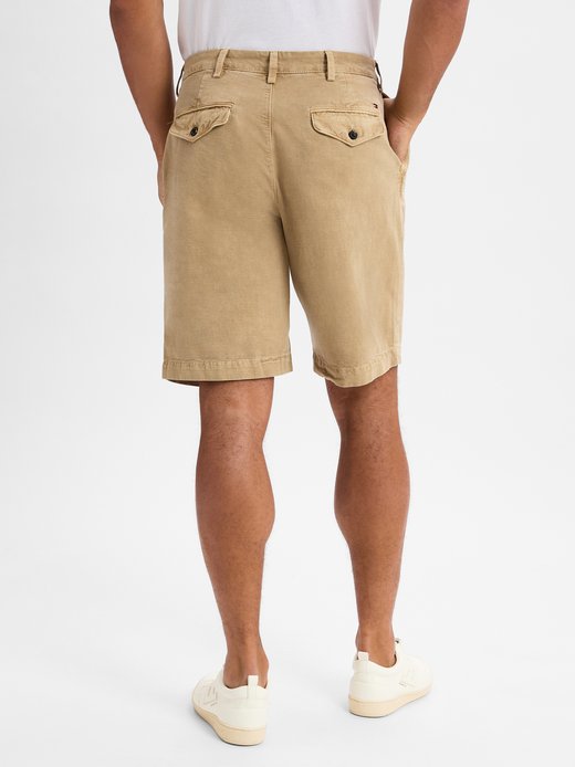 Bermudy męskie z zawartością lnu - szeroki krój