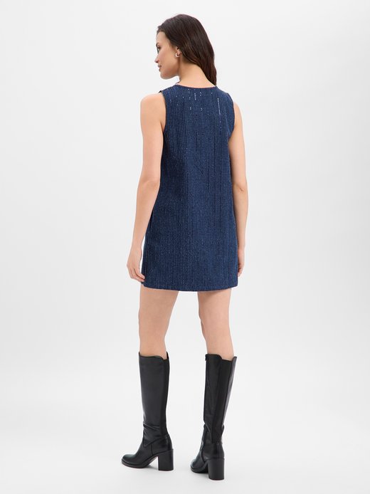 Dżinsowa sukienka damska z cekinami - NMAmalie