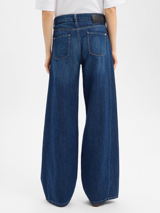 Dżinsy damskie z zawartością lnu - Palazzo