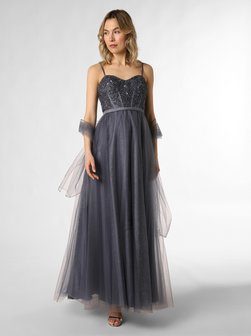 Artikelbild Damen Abendkleid mit Stola von Unique in blau grau uni