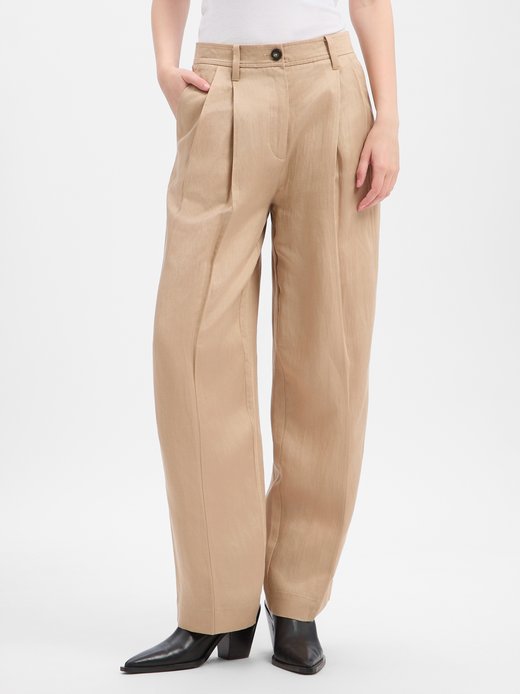 Damen Barrel Fit Hose mit Leinen-Anteil
