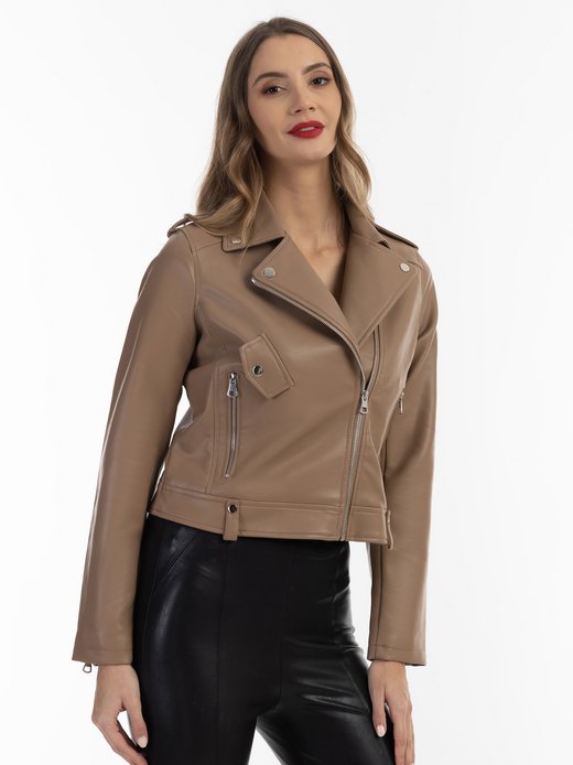 Damen Bikerjacke aus Kunstleder
