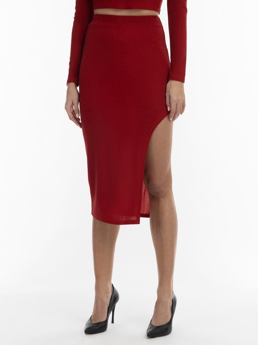 Damen Bleistiftrock in Glitzer-Optik