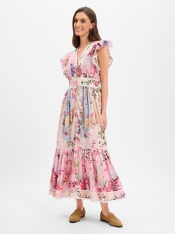 Damen Blumenkleid mit Leinenanteil - YASMessa