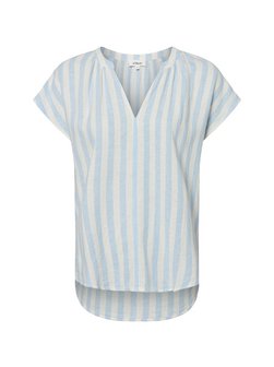 Artikelbild Damen Bluse mit Leinenanteil von s.Oliver in hellblau ecru gestreift
