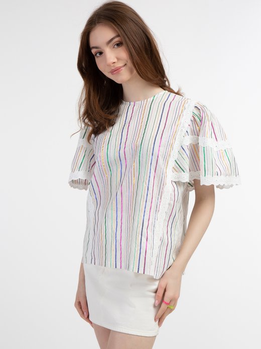 Damen Bluse mit Metallic-Streifen