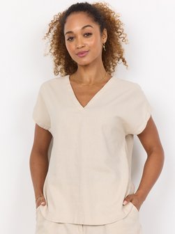 Damen Blusenshirt mit Leinen-Anteil - SC-Ina
