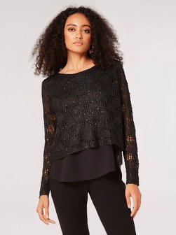 Artikelbild Damen Blusenshirt von Apricot in schwarz strukturiert