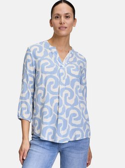 Artikelbild Damen Blusenshirt von Cartoon in blau weiß gemustert
