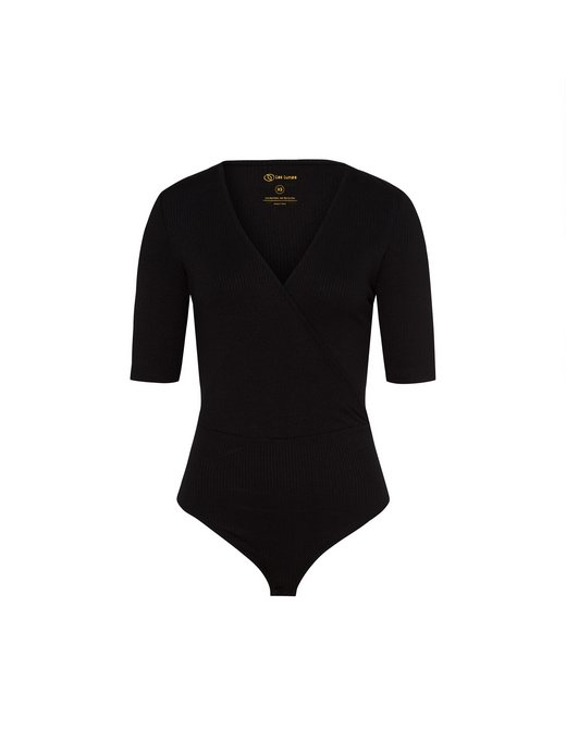 Damen Body mit 3/4-Arm in Wickeloptik