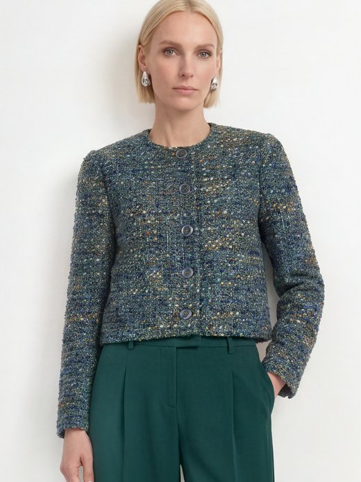 Damen Bouclé-Blazer mit Woll-Anteil