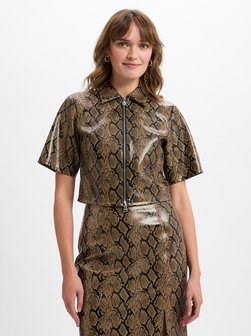 Artikelbild Damen Cropped-Bluse - Ceni-1 von HUGO in melange schwarz gemustert