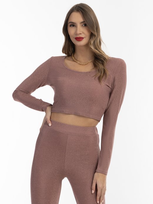 Damen Cropped-Jersey-Top