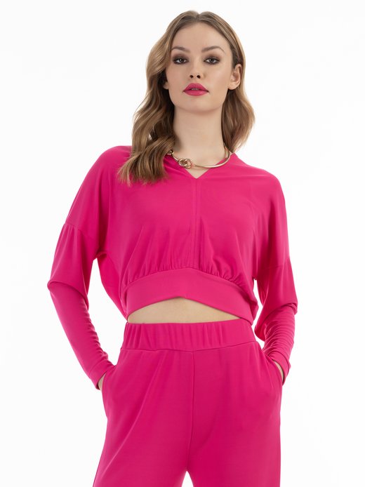 Damen Cropped Langarm-Shirt