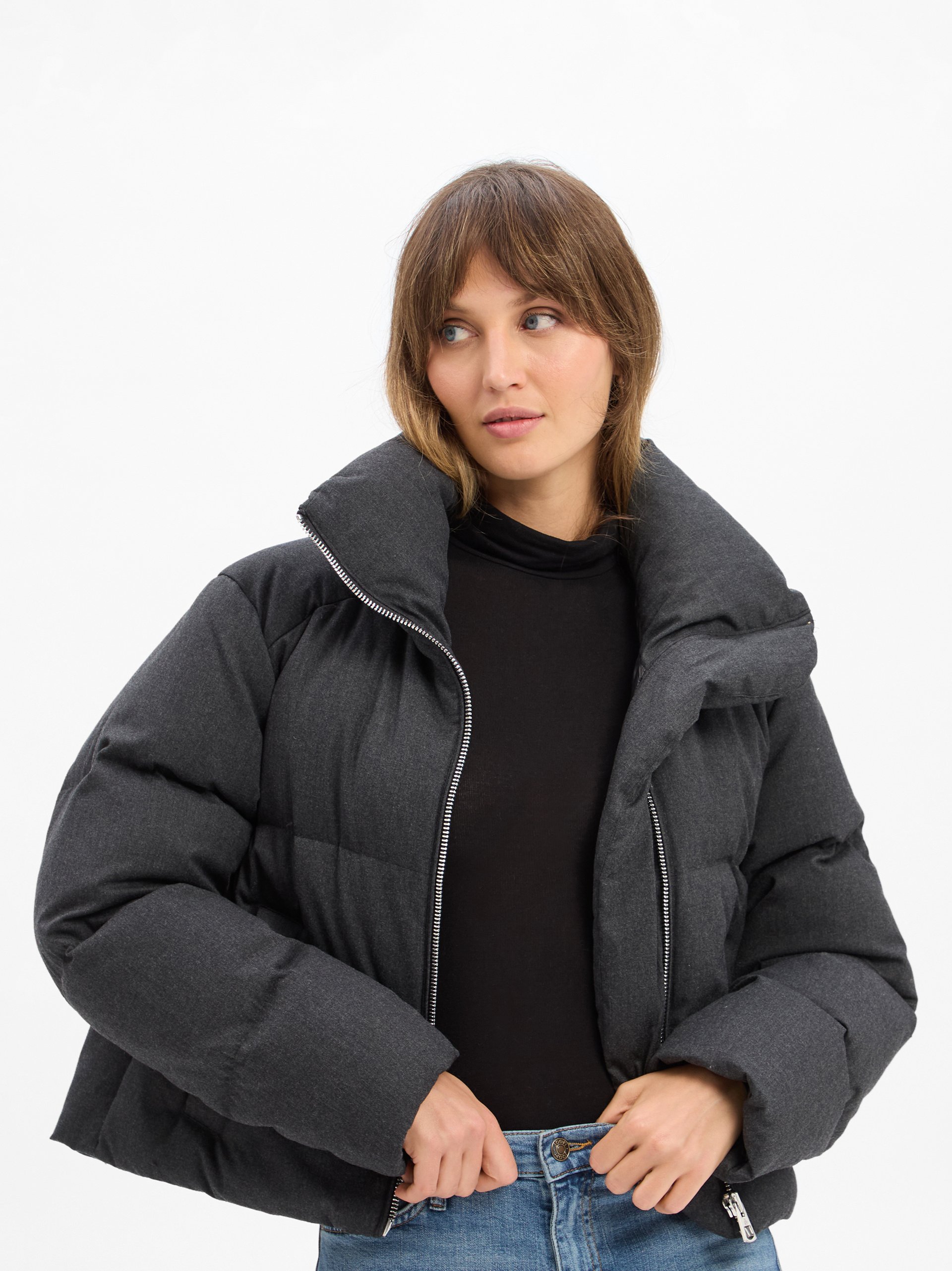 Daunenjacke Schwarze Daunen Steppjacke Damen Oversize Damen Daunen