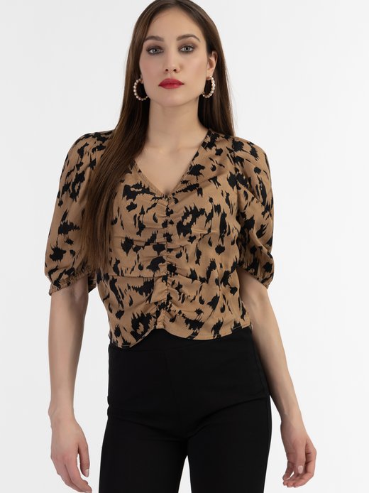 Damen Drapiertes Blusenshirt