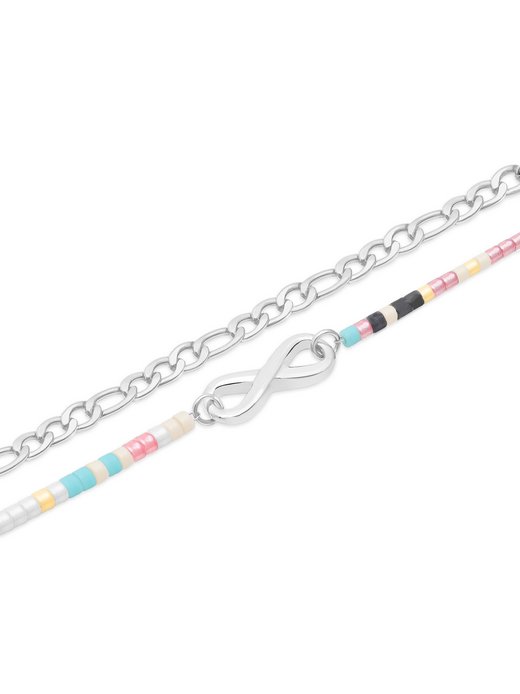 Damen Fußkette  -  mit Infinity und Schmuckperlen