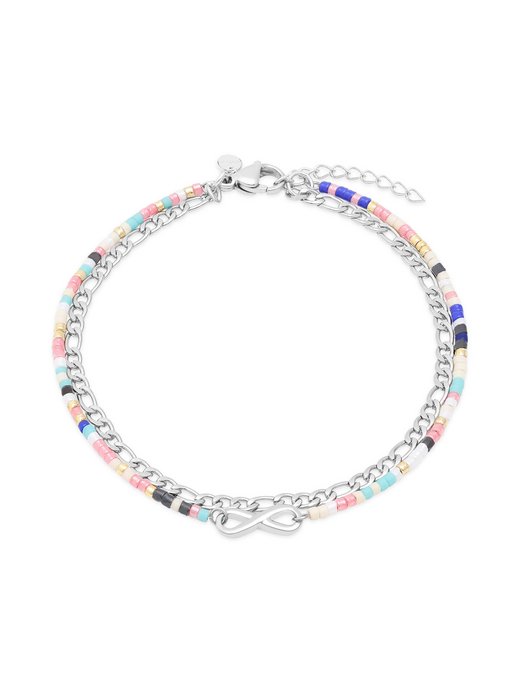 Damen Fußkette  -  mit Infinity und Schmuckperlen