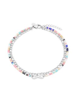 Damen Fußkette  -  mit Infinity und Schmuckperlen