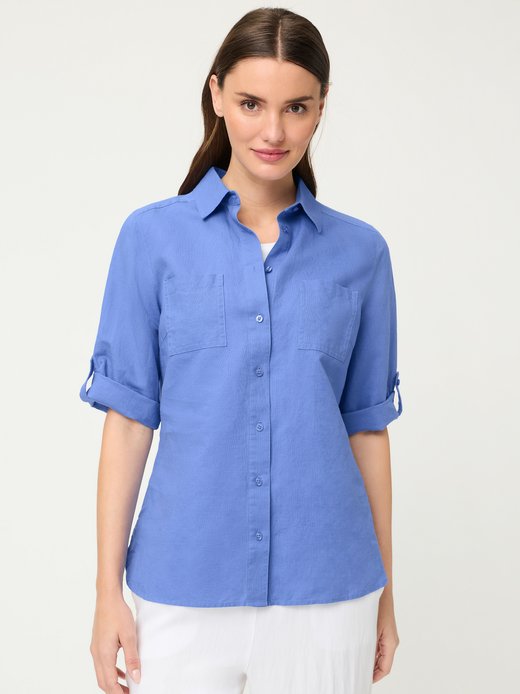 Damen Hemdbluse mit Leinen-Anteil