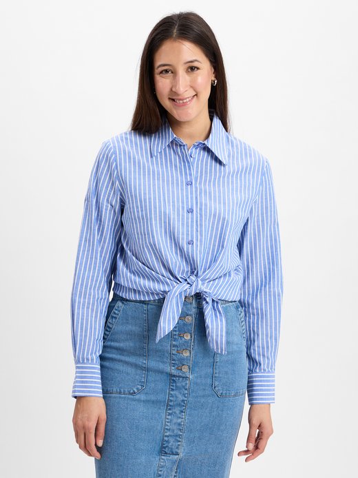 Damen Hemdbluse mit Leinen-Anteil