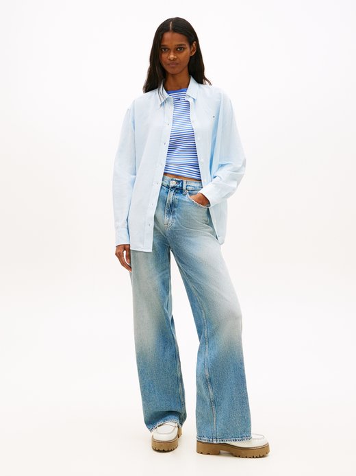 Damen Hemdbluse mit Leinenanteil