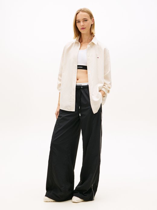 Damen Hemdbluse mit Leinenanteil