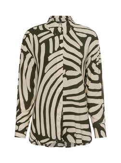 Artikelbild Damen Hemdbluse von zero in khaki beige gemustert