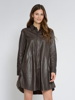 Artikelbild Damen Hemdkleid aus Leder von Maze in braun uni