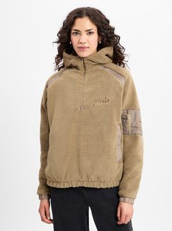 Artikelbild Damen Jacke - Bonny Teddy Fabric Mix Halfzip von PEGADOR in taupe uni