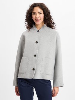 Artikelbild Damen Jacke mit Wollanteil - Wool Bomber Jacket von Tommy Hilfiger in hellgrau meliert