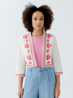 Artikelbild Damen Jacke von Oui in weiß rot gemustert