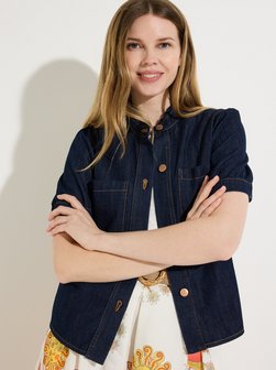 Damen Jeans-Kurzarmbluse