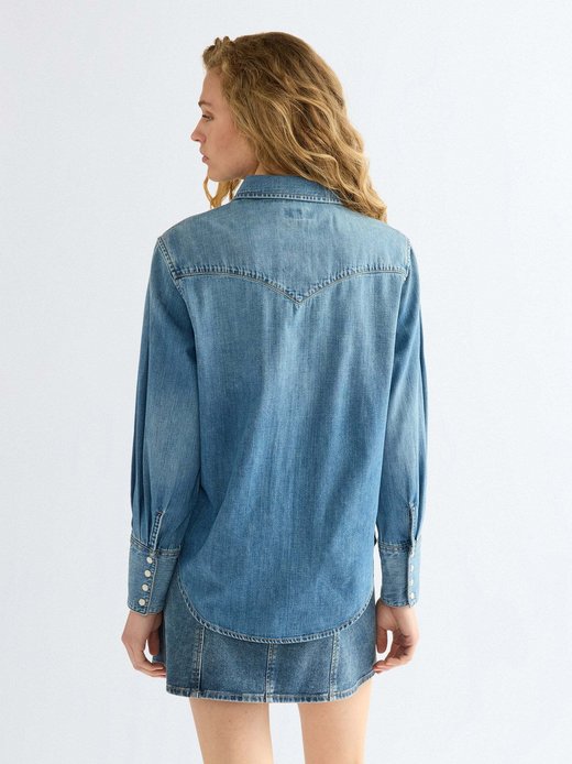 Damen Jeanshemd - Drama Collar