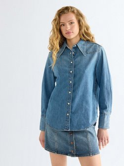 Damen Jeanshemd - Drama Collar