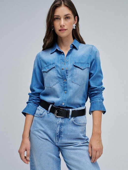 Damen Jeanshemd - Front Pockets