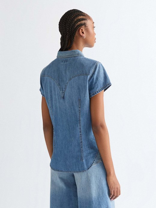 Damen Jeanshemd - Shortsleeve Stylized Western