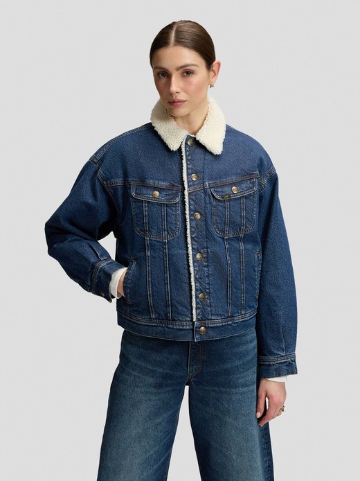 Damen Jeansjacke - Relaxed Sherpa Rider