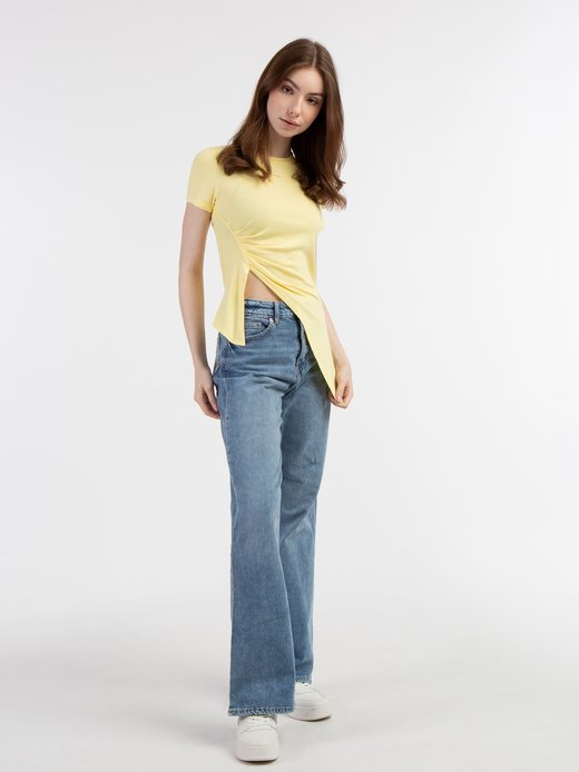 Damen Jersey-Shirt aus Rippstrick