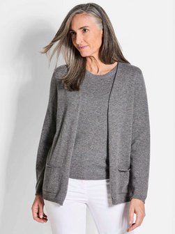 Artikelbild Damen Kaschmir-Longstrickjacke von Goldner in grau uni