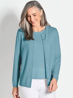 Damen Kaschmirstrickjacke mit Rundhalsausschnitt