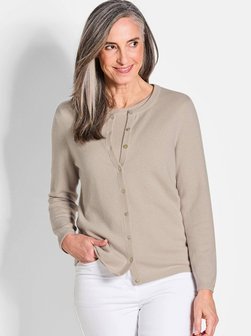 Damen Kaschmirstrickjacke mit Rundhalsausschnitt