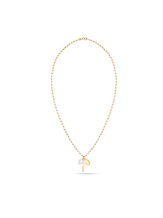 Damen Kette  -  Tag and Pearl