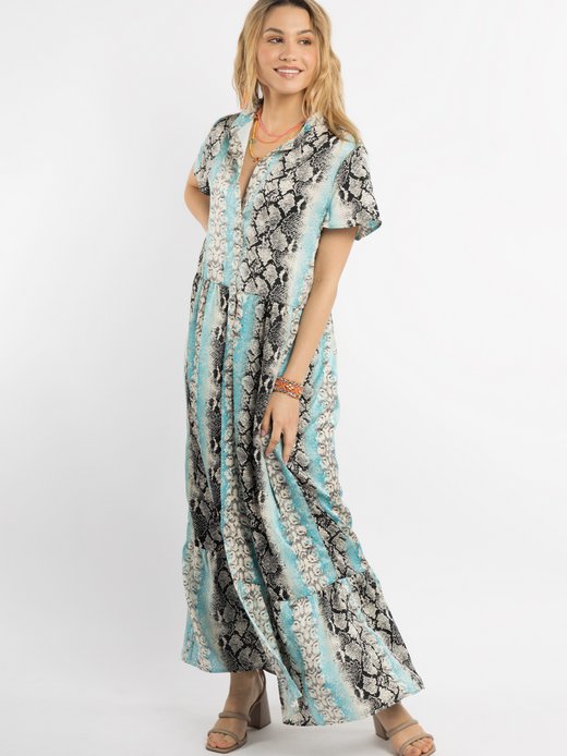 Damen Kleid kurzarm maxi