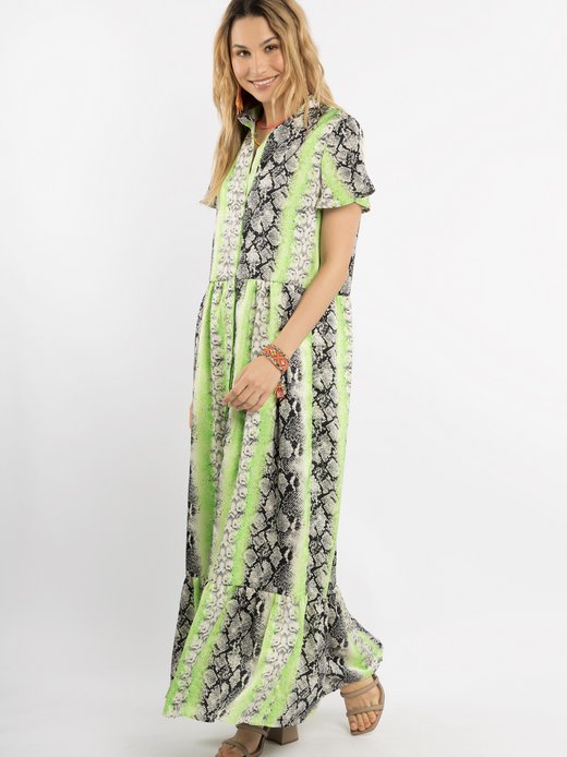 Damen Kleid kurzarm maxi