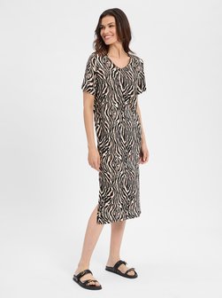 Artikelbild Damen Kleid mit Leinen-Anteil - SC-Lenise 6 von soyaconcept® in schwarz beige gemustert