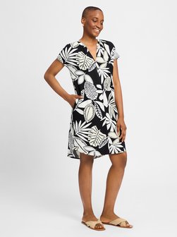 Artikelbild Damen Kleid mit Leinen-Anteil von s.Oliver in schwarz weiß gemustert