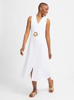 Artikelbild Damen Kleid mit Leinen-Anteil von zero in weiß uni