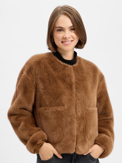 Damen Kunstfelljacke