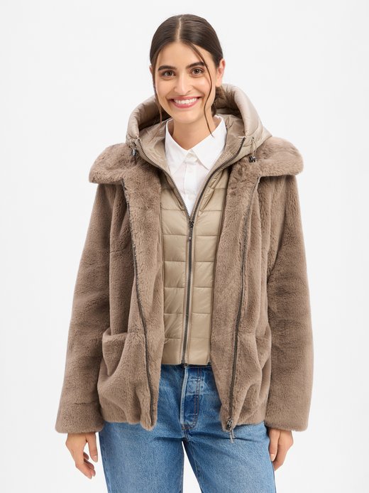Damen Kunstfelljacke